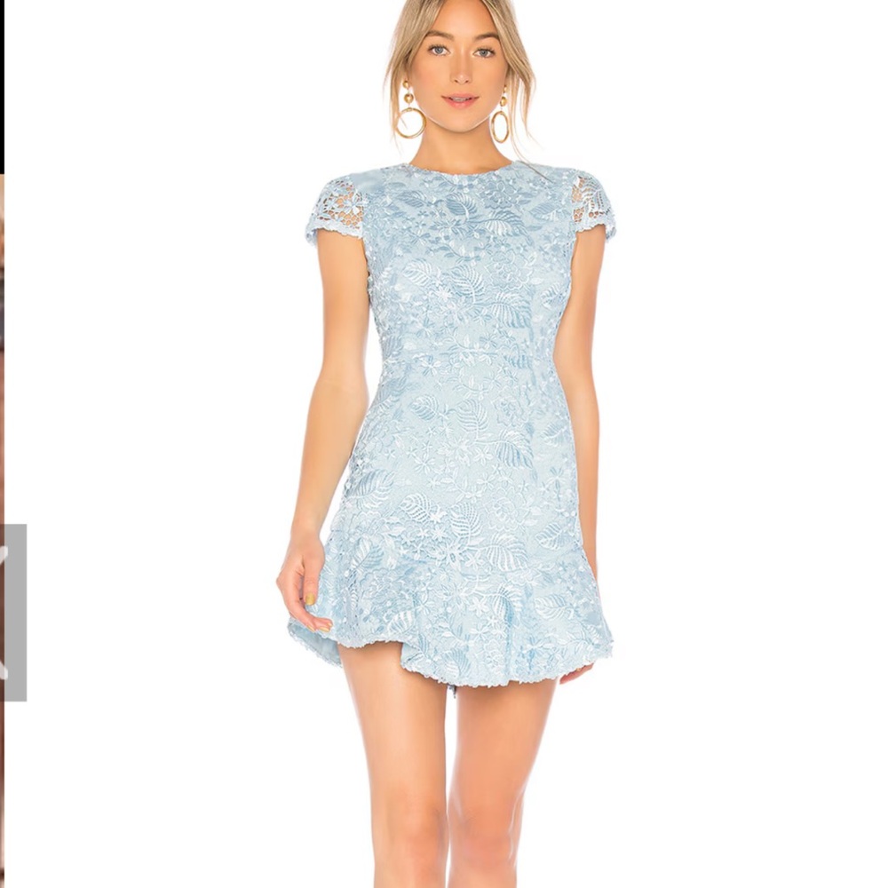 Alice + Olivia Light Blue Lace Mini Dress